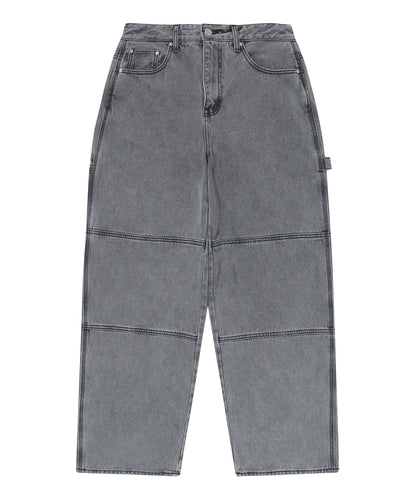 Double Knee Carpenter Denim Pants - Grey