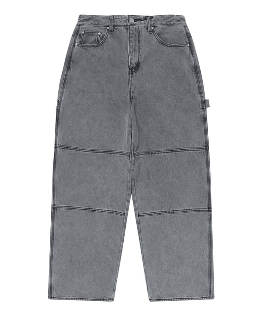 Double Knee Carpenter Denim Pants - Grey