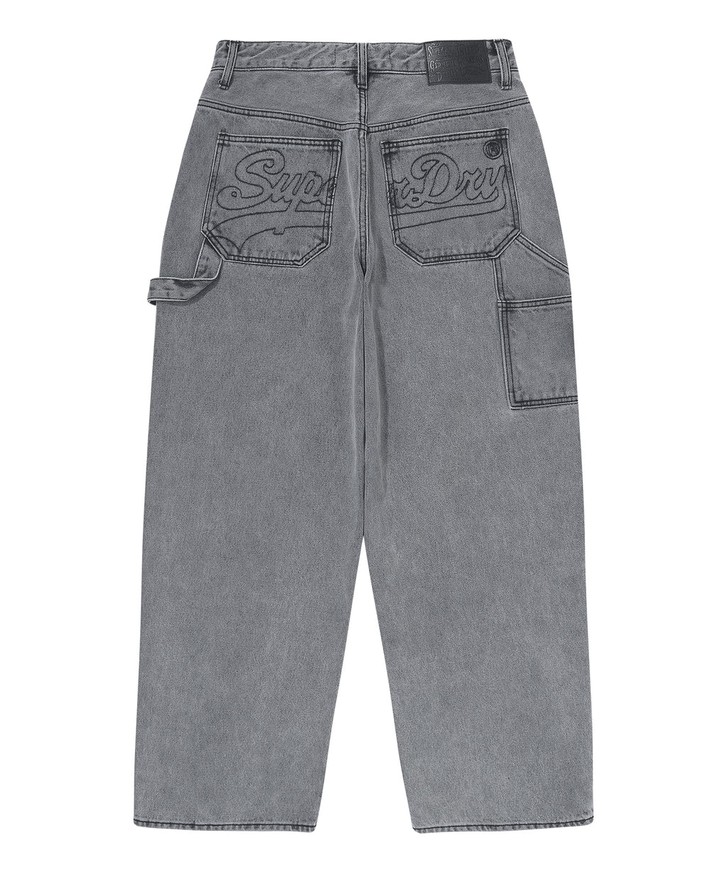 Double Knee Carpenter Denim Pants - Grey
