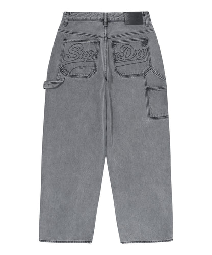 Double Knee Carpenter Denim Pants - Grey