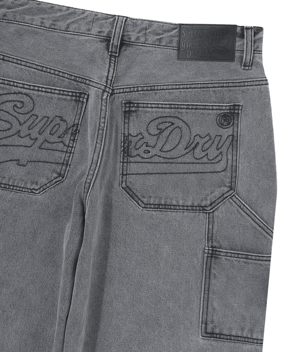 Double Knee Carpenter Denim Pants - Grey