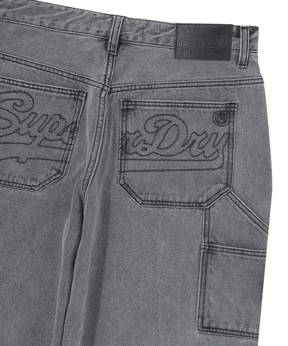 Double Knee Carpenter Denim Pants - Grey