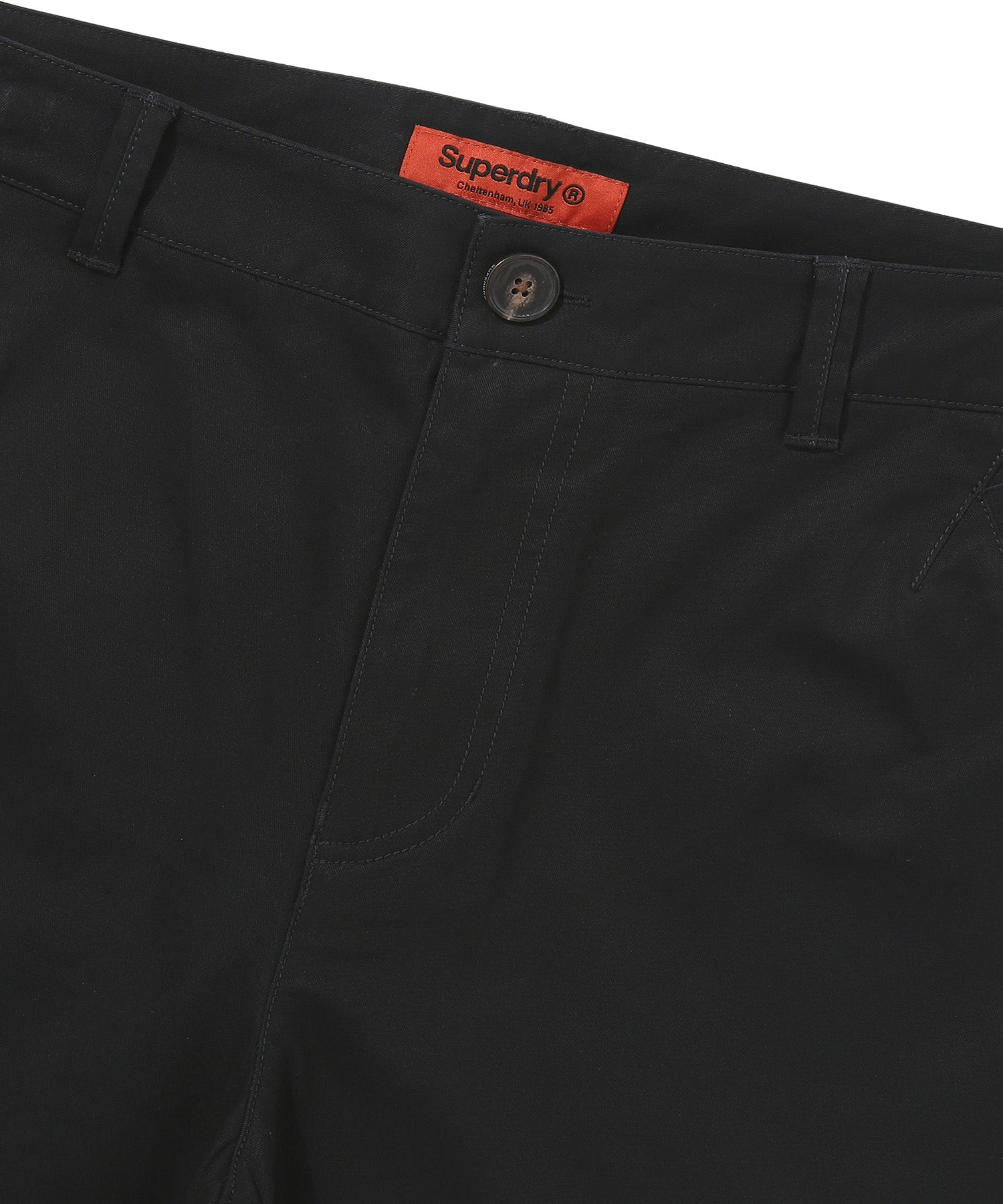 Label Cotton Chino Shorts - Black