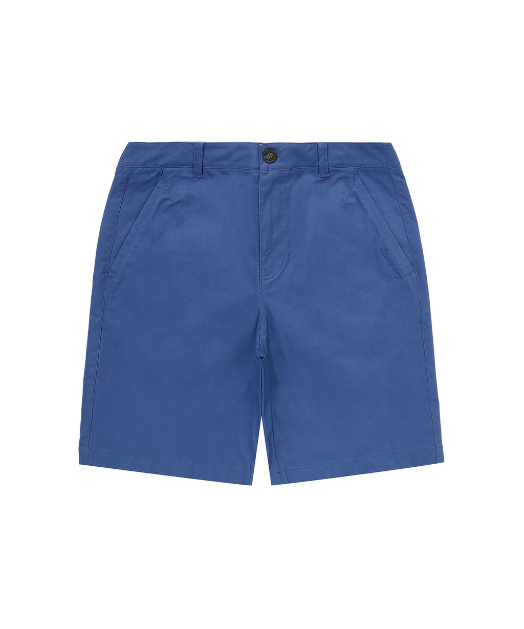 Label Cotton Chino Shorts - D/Blue