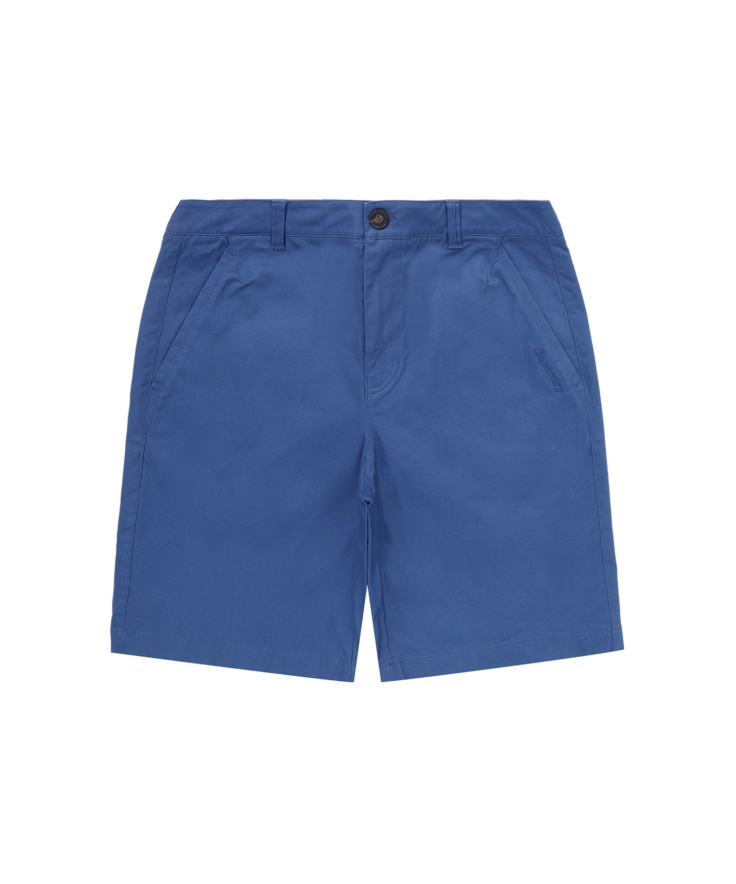 Label Cotton Chino Shorts - D/Blue