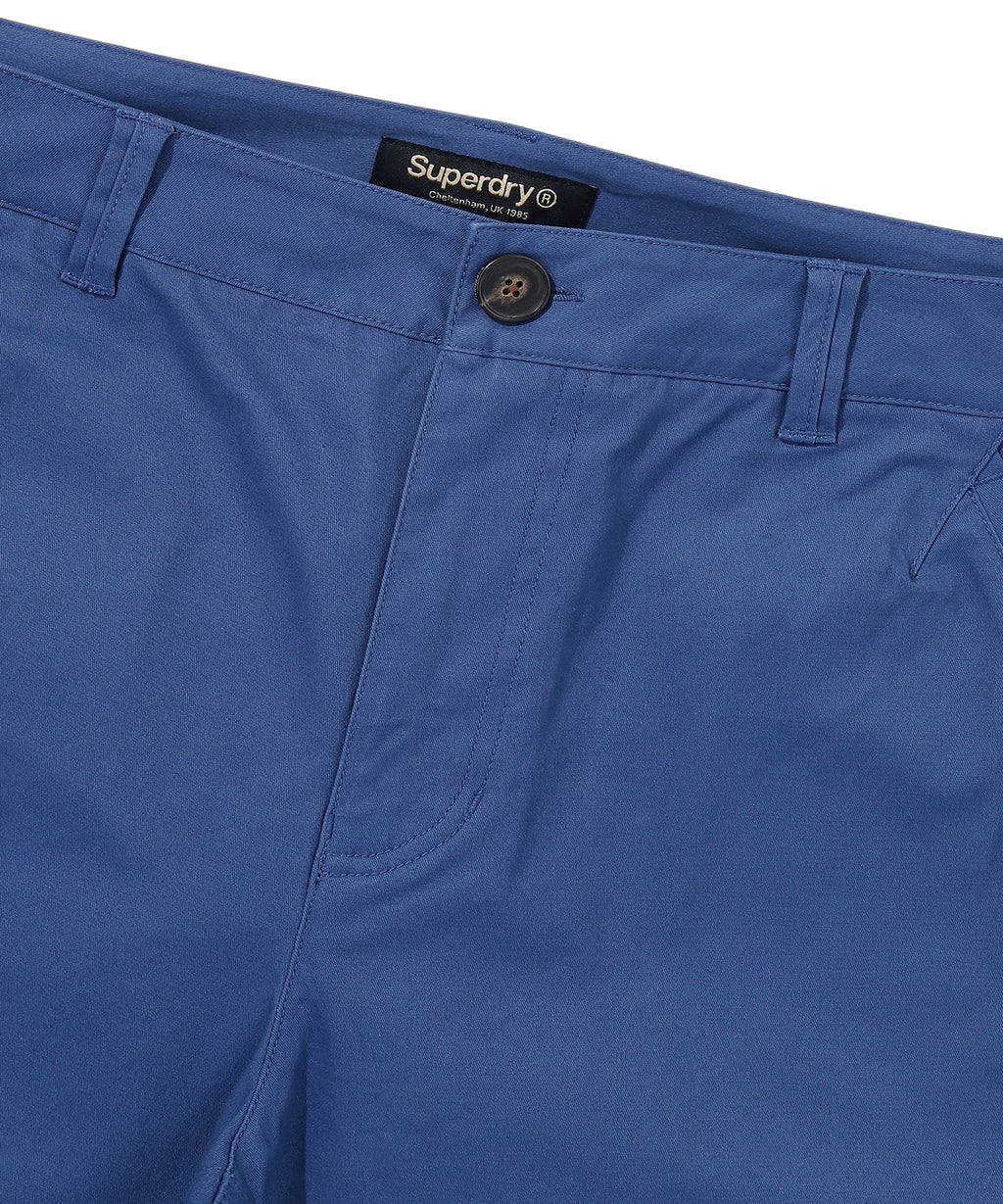 Label Cotton Chino Shorts - D/Blue