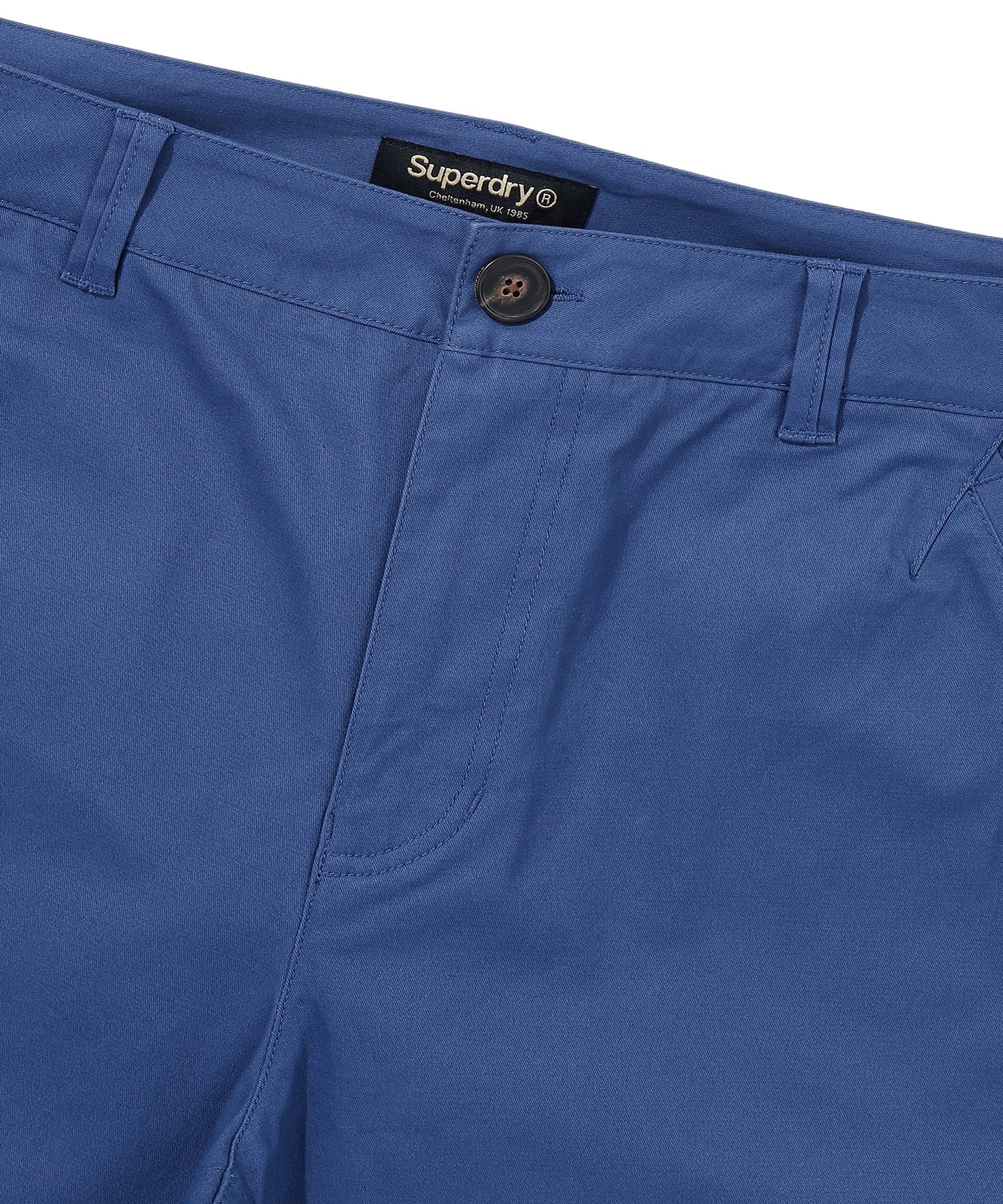 Label Cotton Chino Shorts - D/Blue