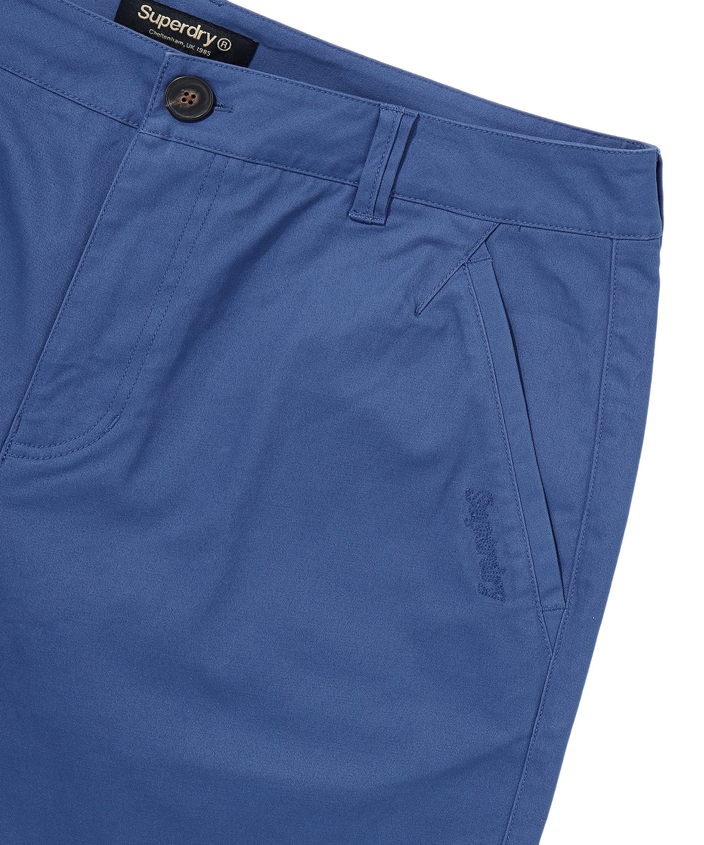 Label Cotton Chino Shorts - D/Blue