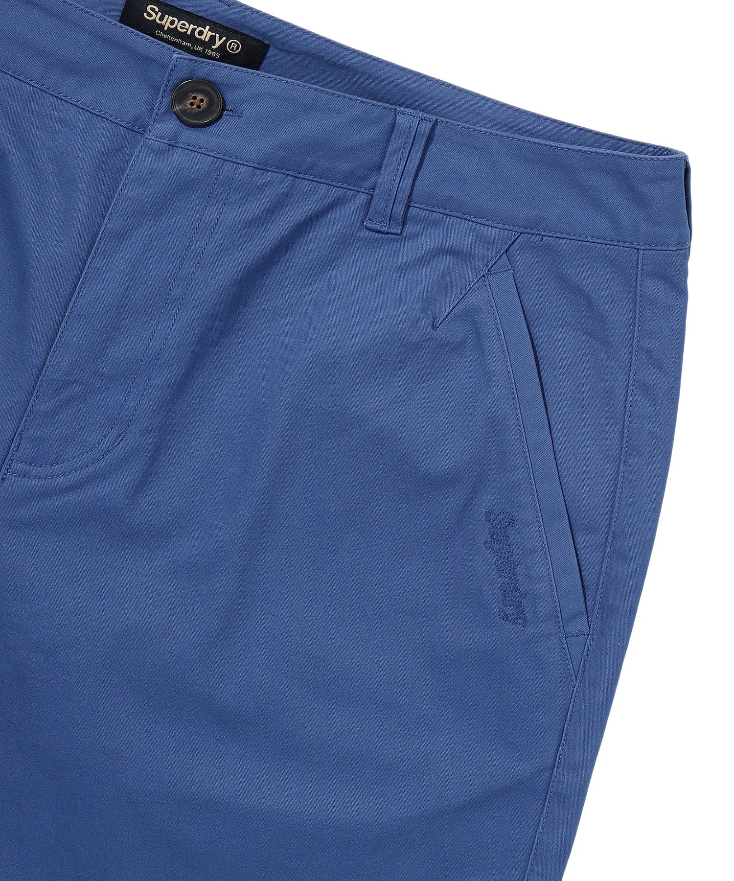 Label Cotton Chino Shorts - D/Blue