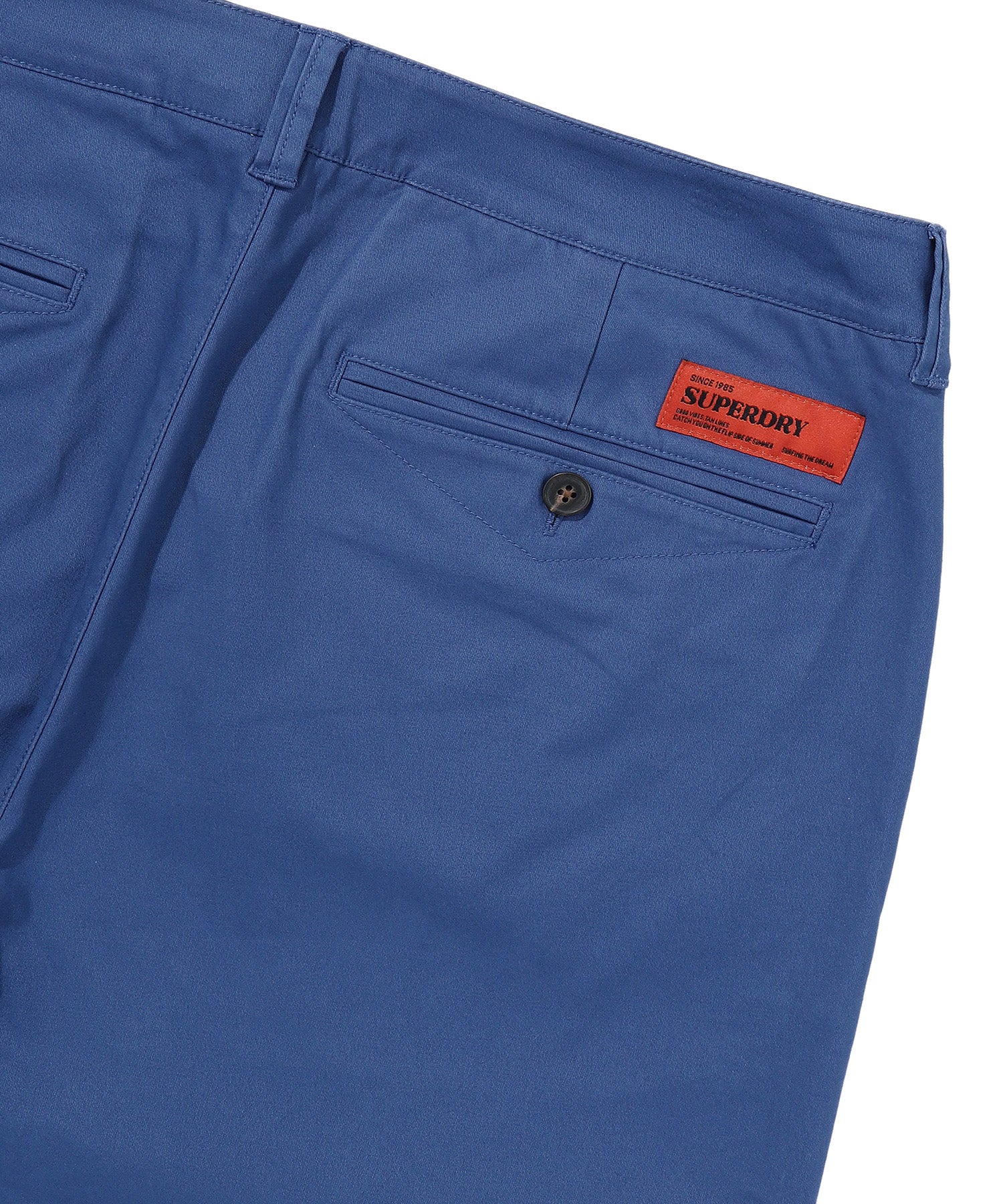 Label Cotton Chino Shorts - D/Blue