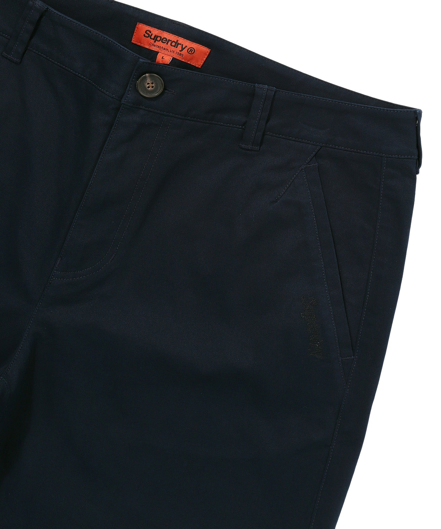 Label Cotton Chino Shorts - D/Navy