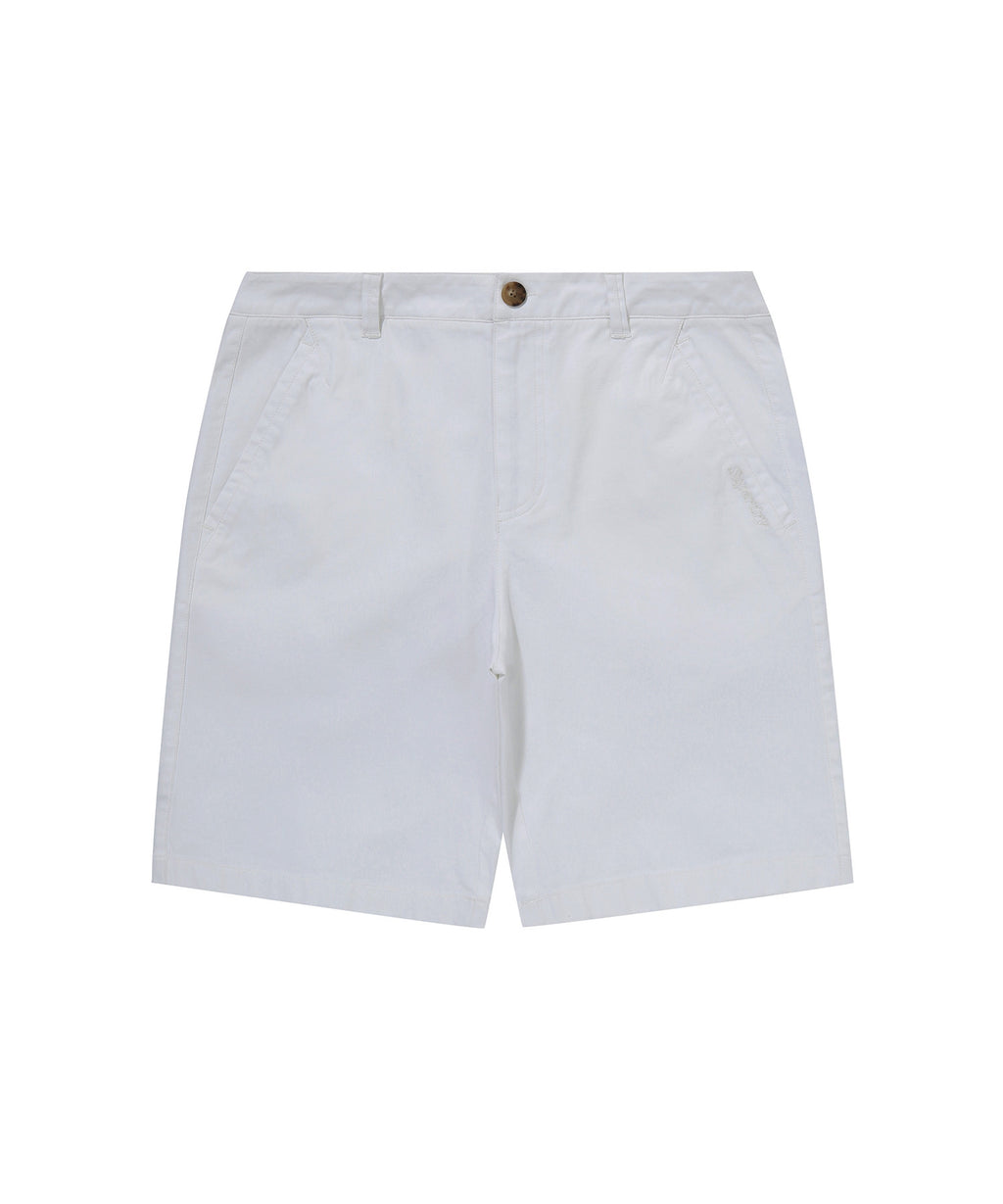 Label Cotton Chino Shorts - Ivory