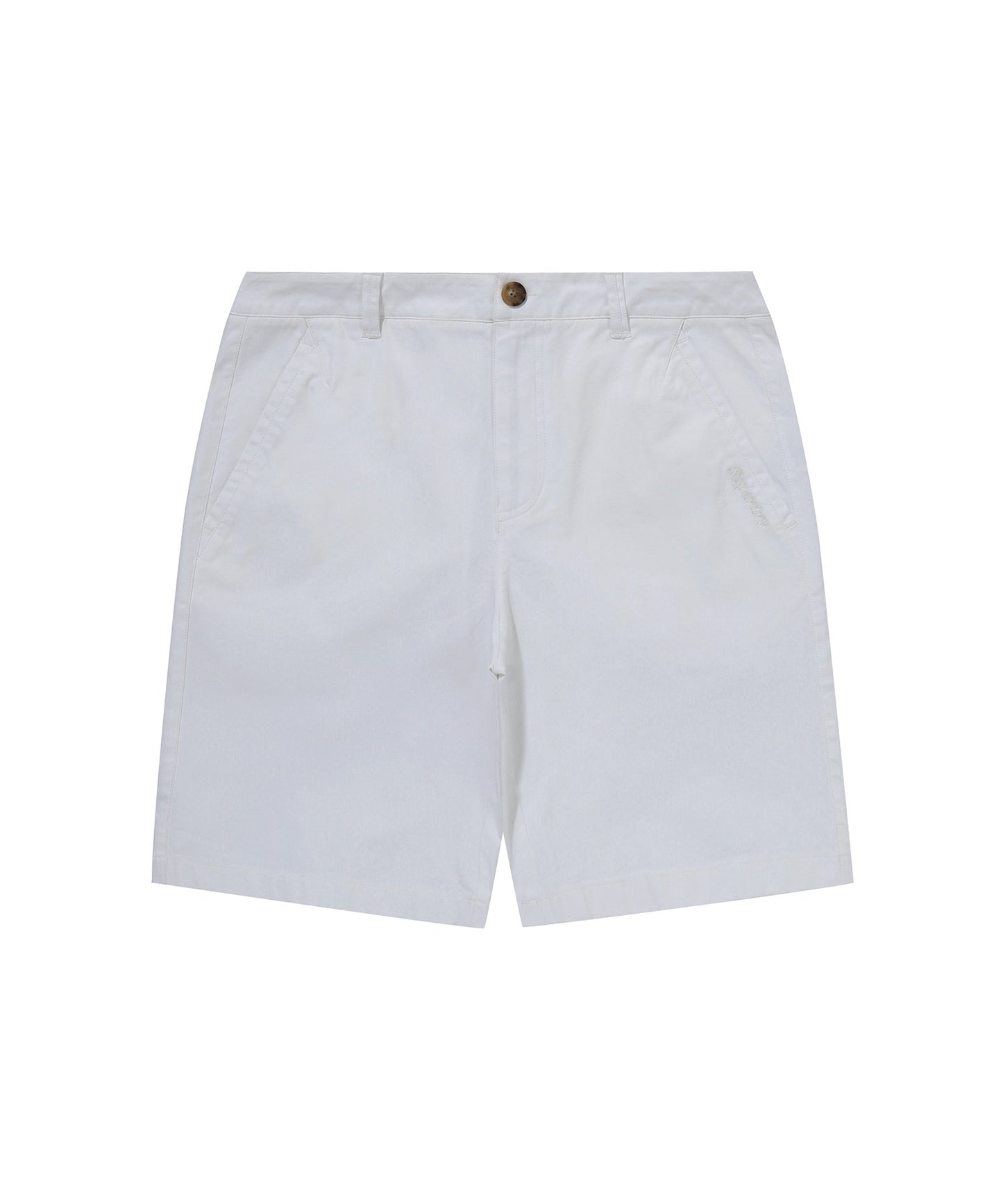 Label Cotton Chino Shorts - Ivory