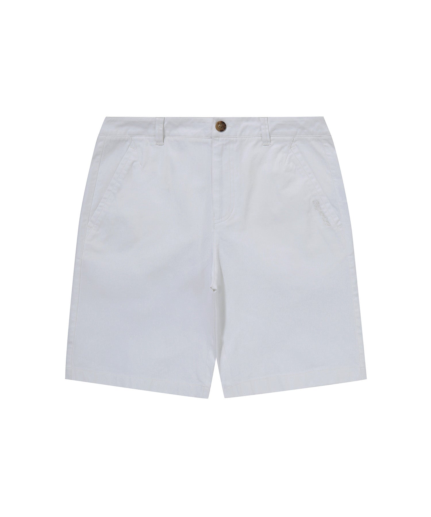 Label Cotton Chino Shorts - Ivory