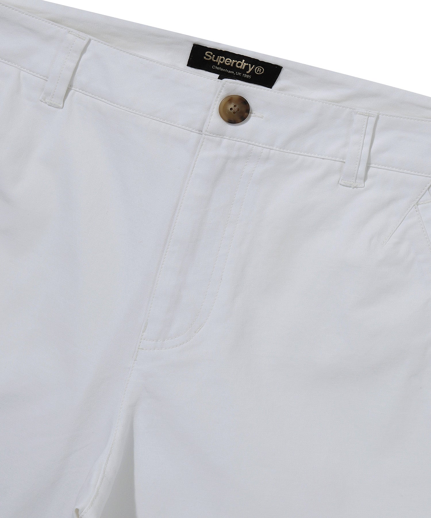Label Cotton Chino Shorts - Ivory