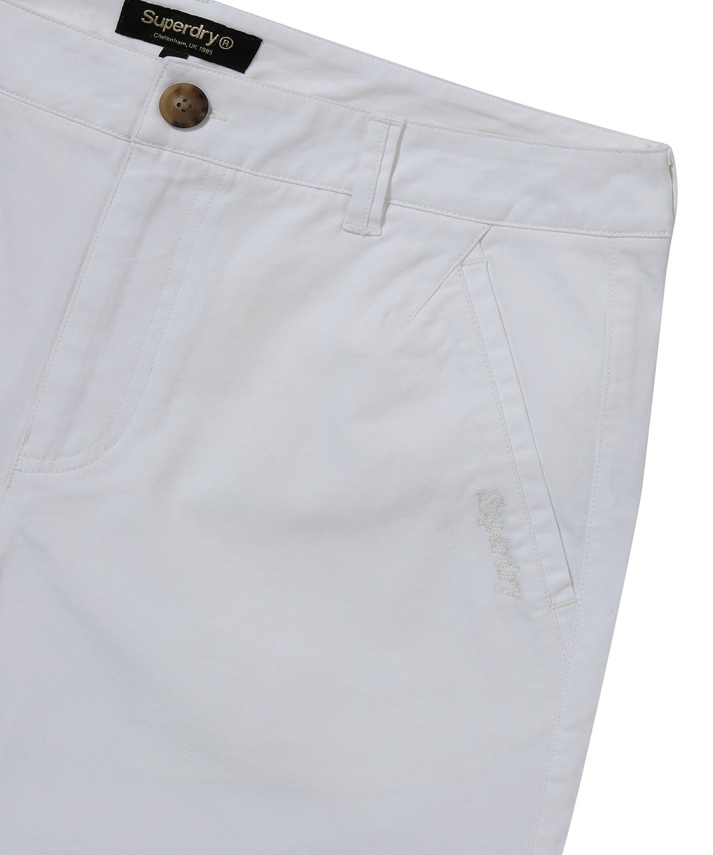 Label Cotton Chino Shorts - Ivory