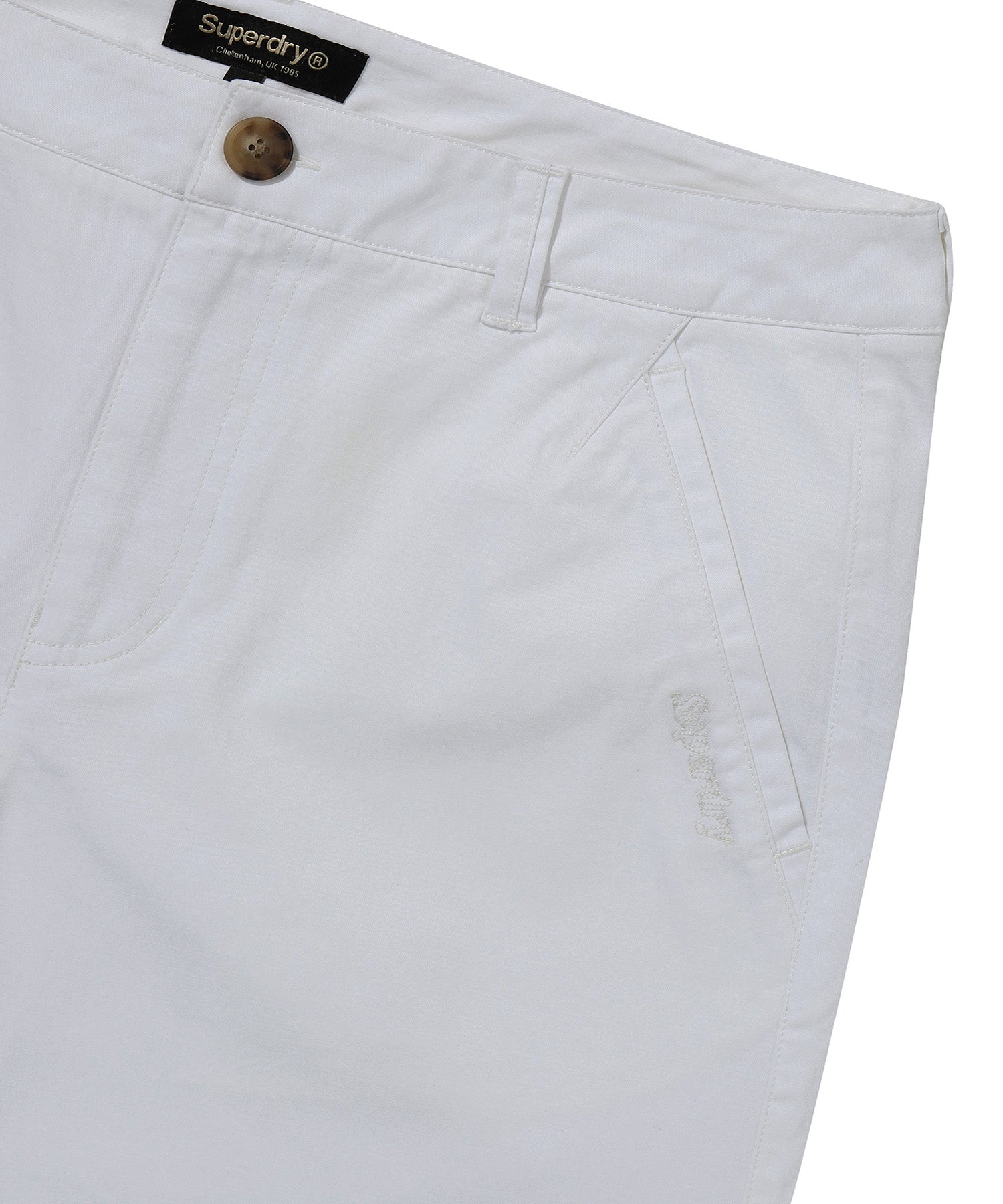 Label Cotton Chino Shorts - Ivory