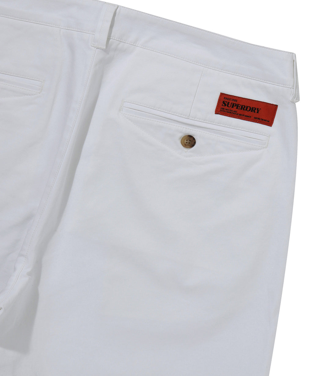 Label Cotton Chino Shorts - Ivory