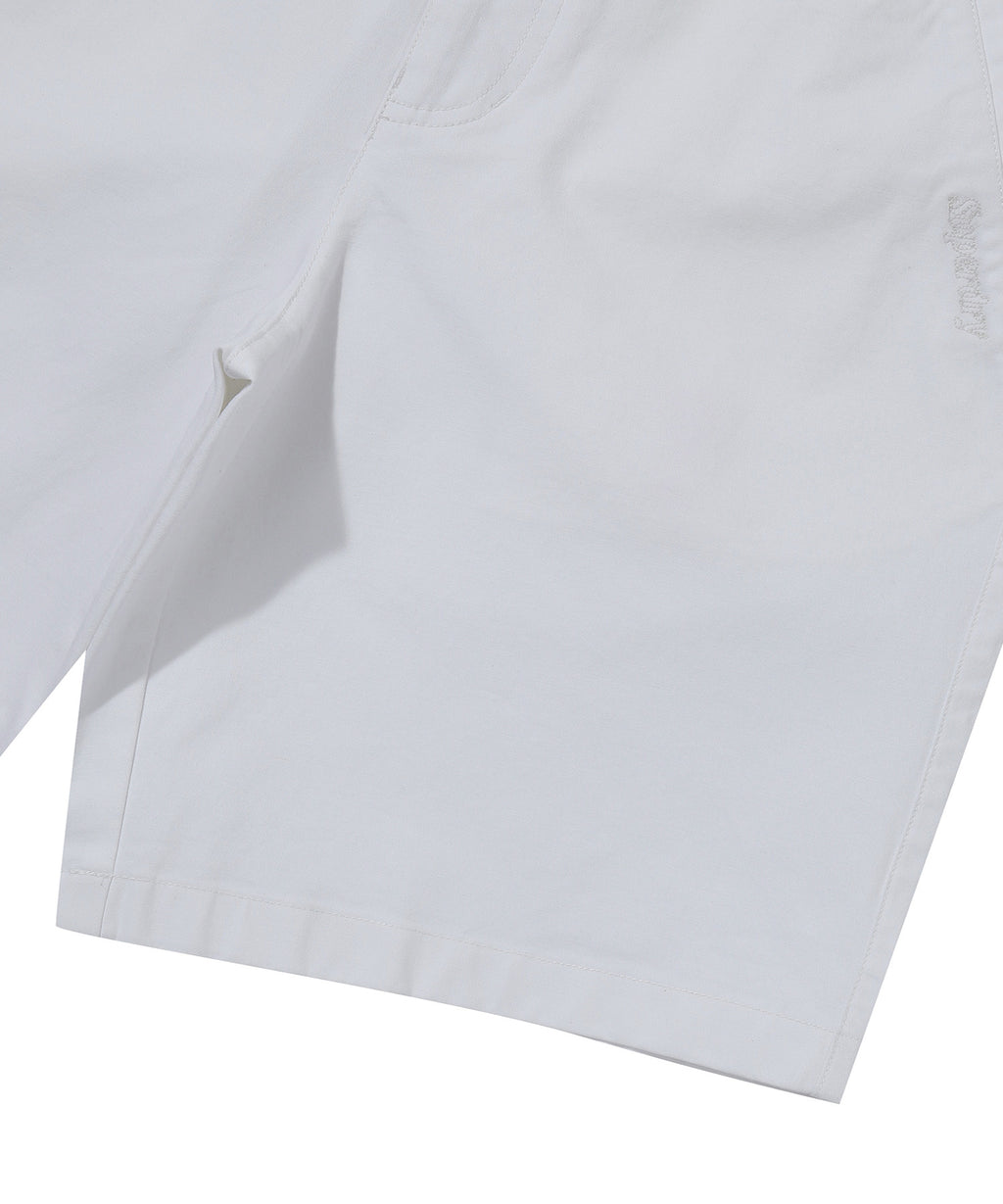 Label Cotton Chino Shorts - Ivory