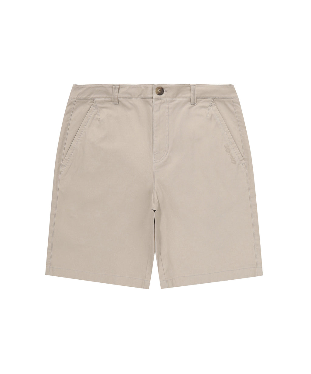 Label Cotton Chino Shorts - L/Beige