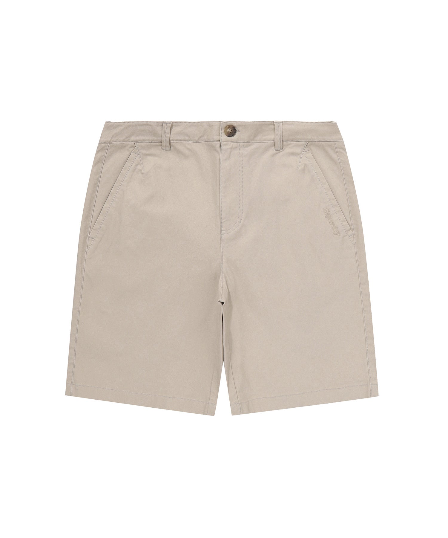 Label Cotton Chino Shorts - L/Beige