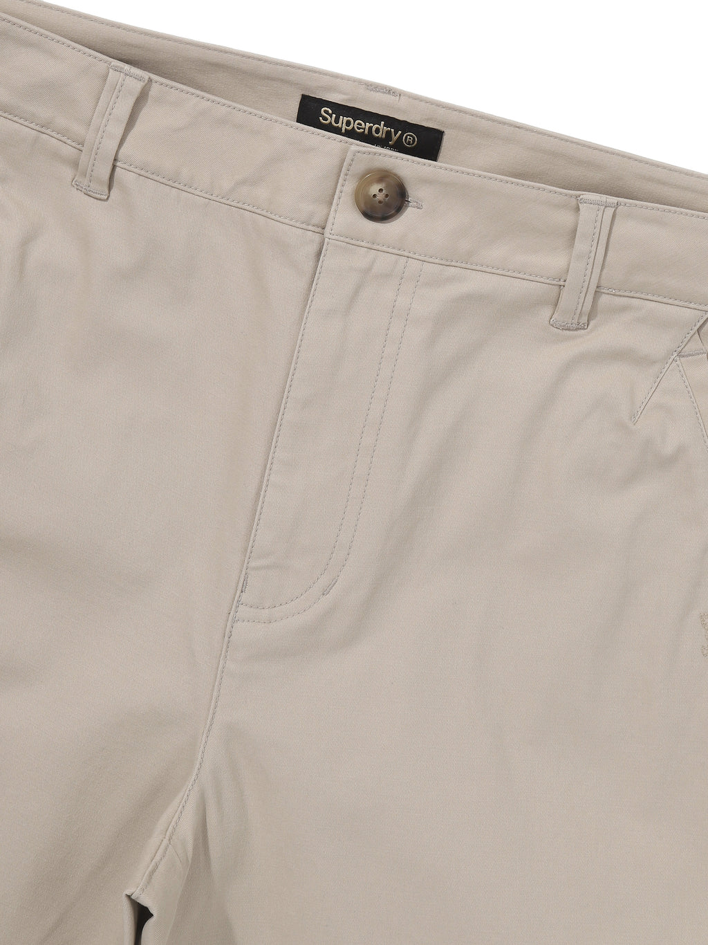Label Cotton Chino Shorts - L/Beige
