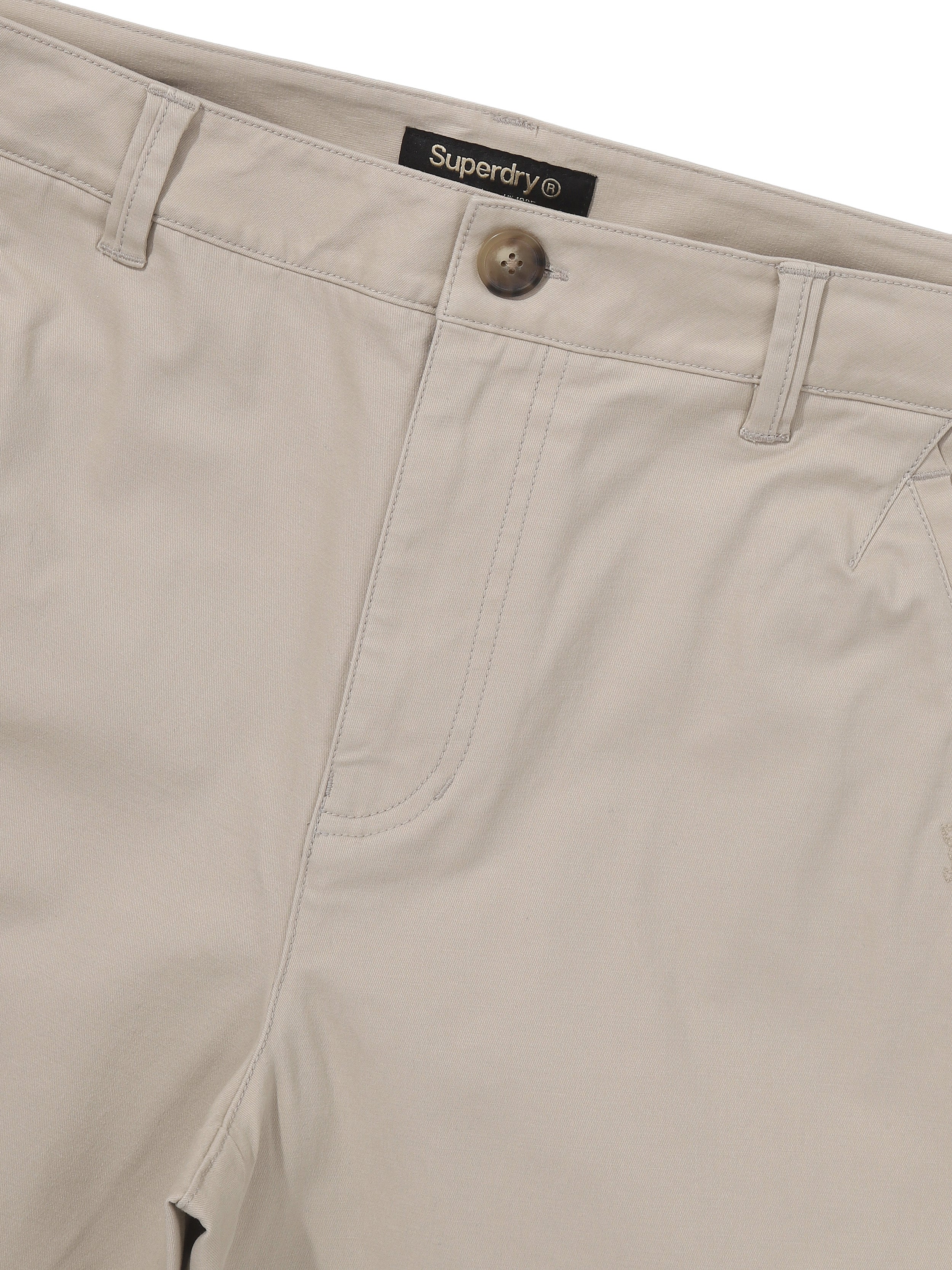 Label Cotton Chino Shorts - L/Beige