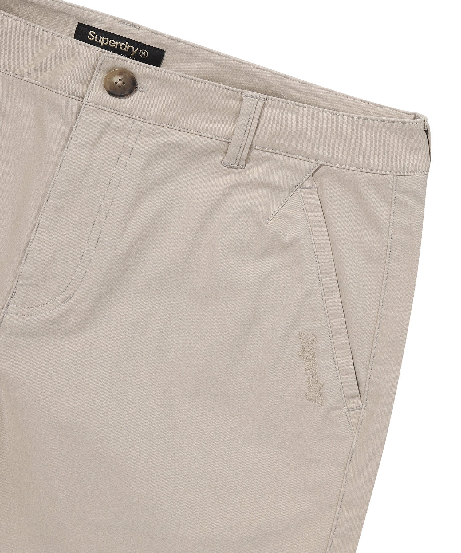 Label Cotton Chino Shorts - L/Beige