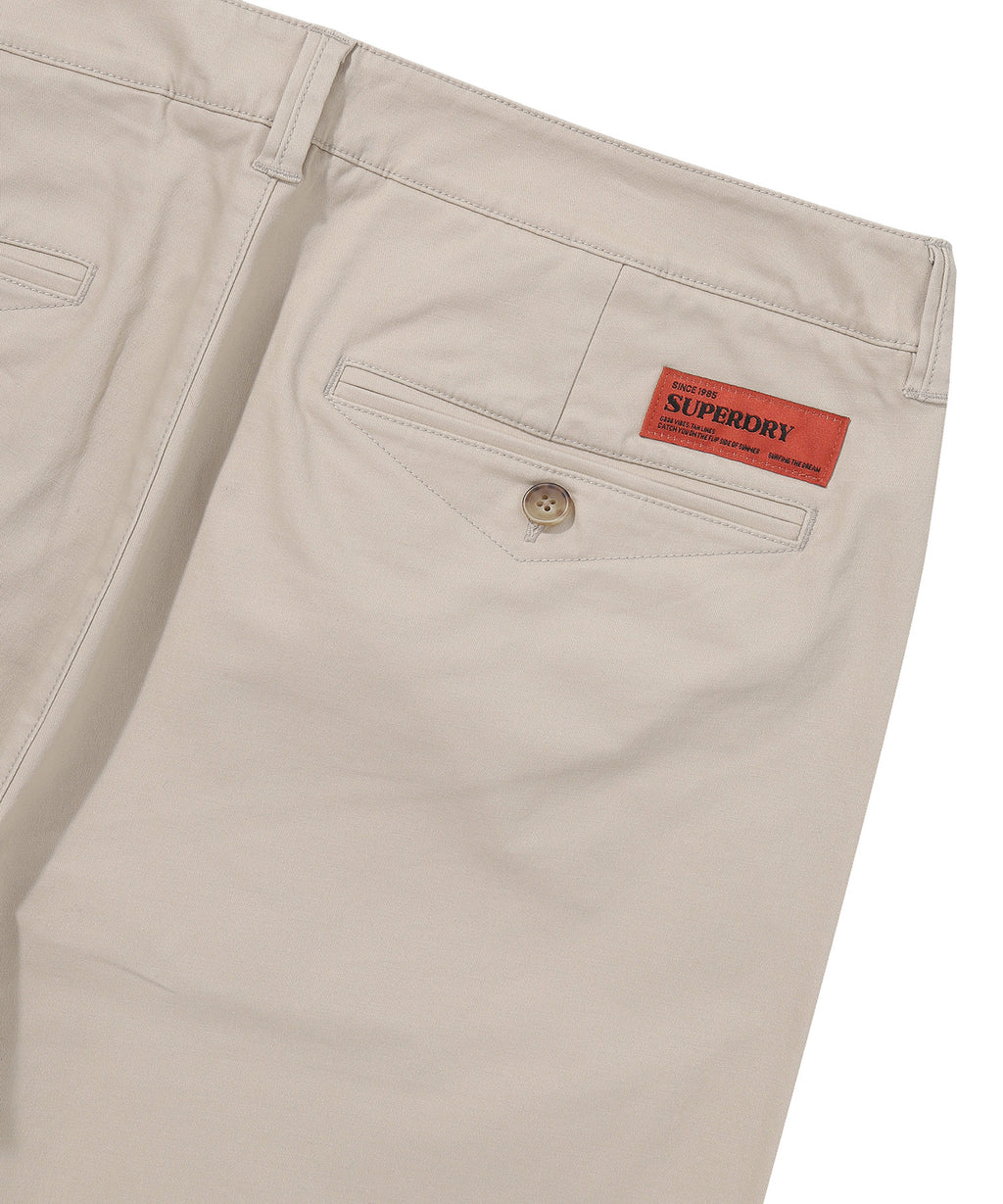 Label Cotton Chino Shorts - L/Beige
