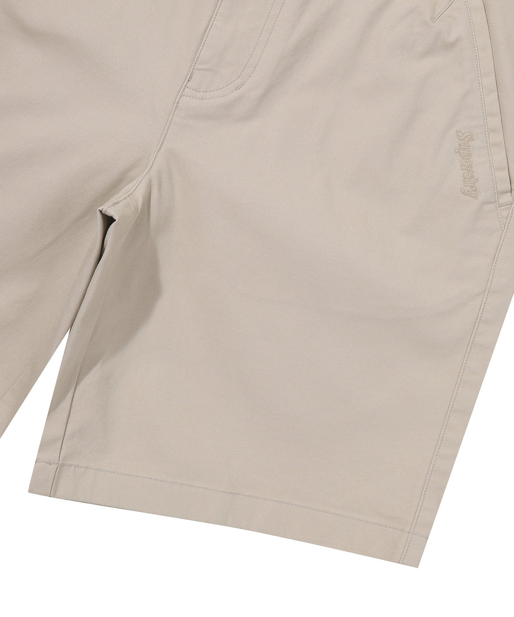Label Cotton Chino Shorts - L/Beige