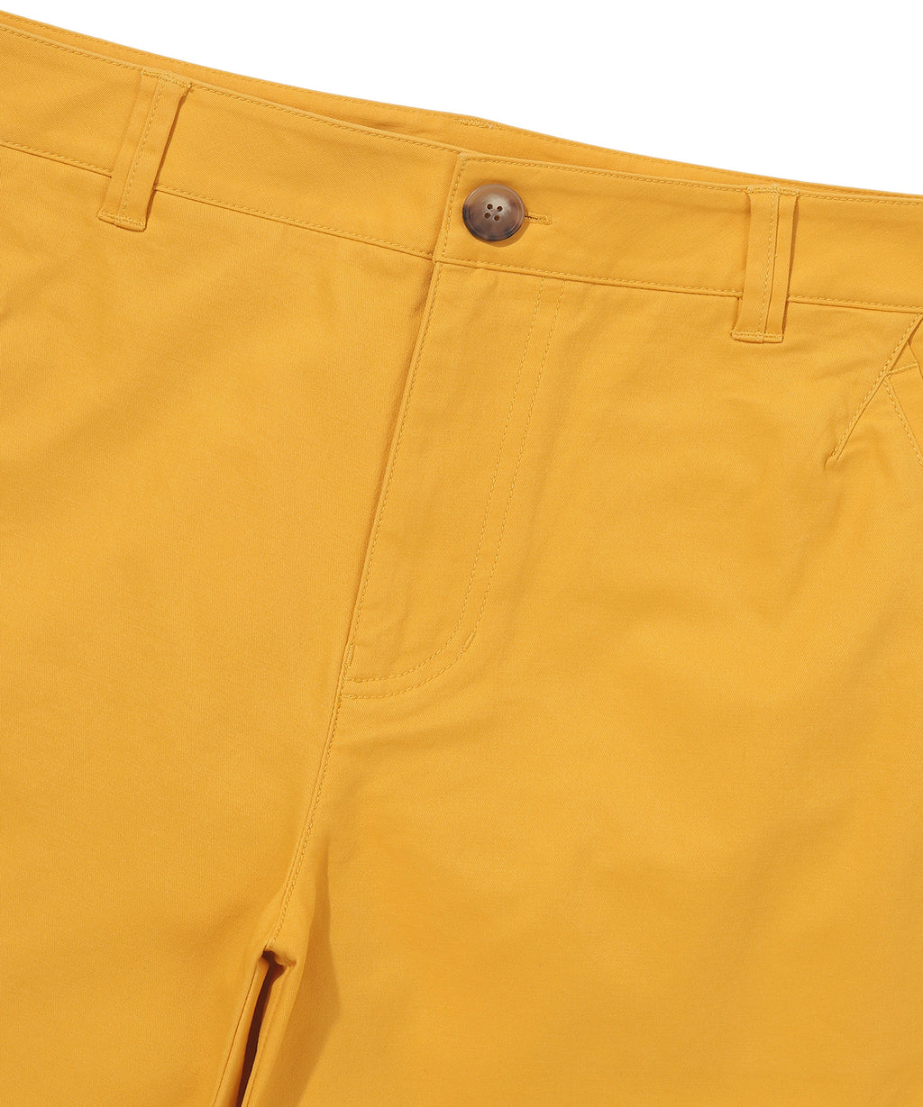 Label Cotton Chino Shorts - Yellow