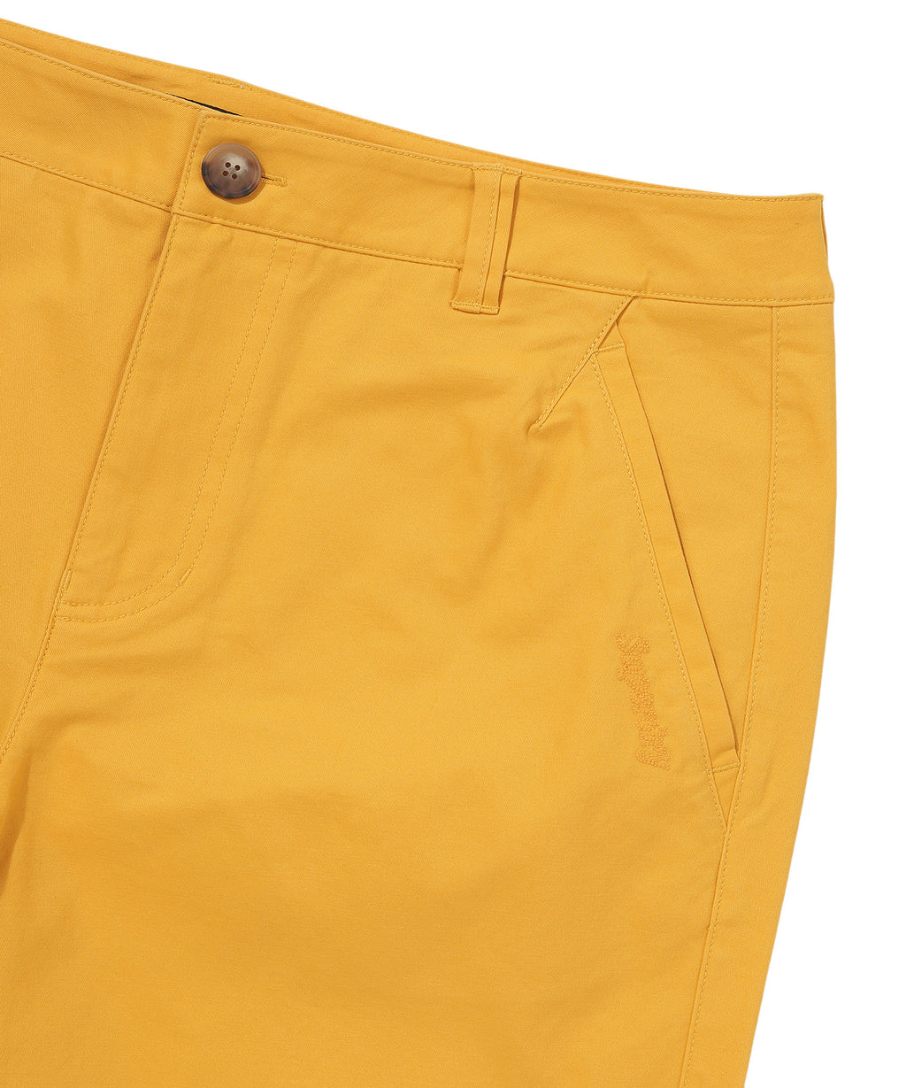 Label Cotton Chino Shorts - Yellow