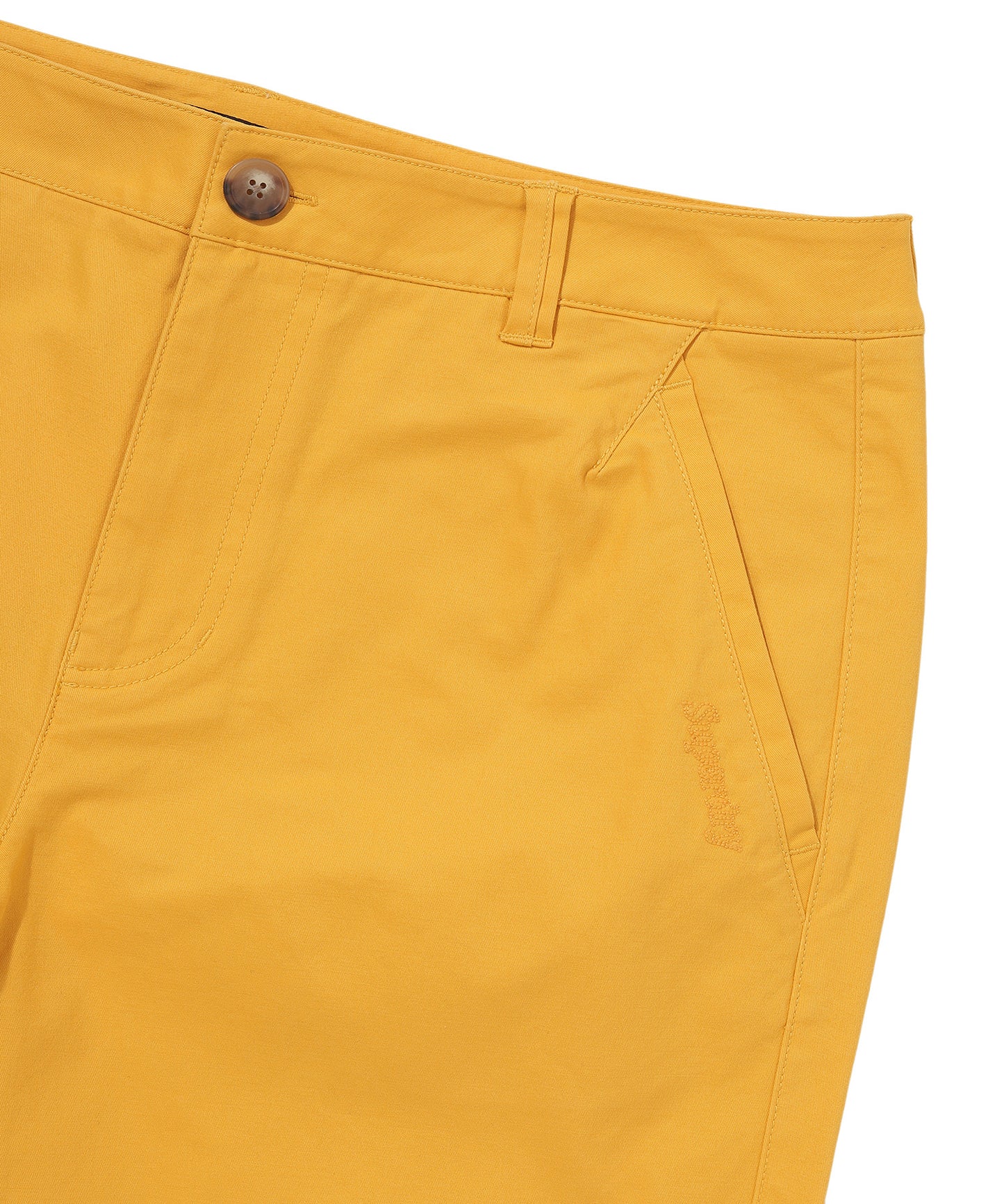 Label Cotton Chino Shorts - Yellow