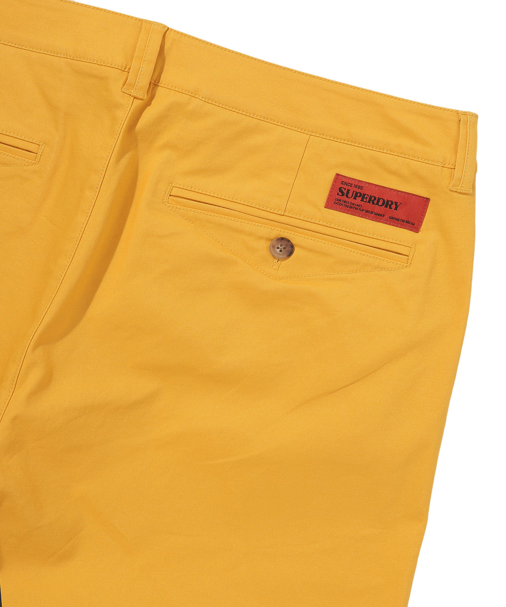 Label Cotton Chino Shorts - Yellow
