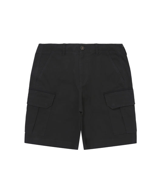 Label Cargo Cotton Shorts - Black