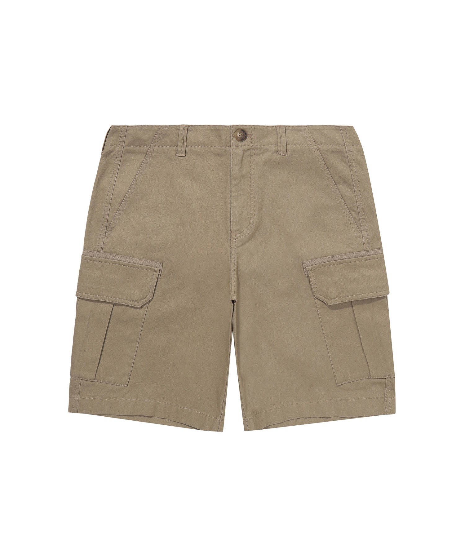 Label Cargo Cotton Shorts - D/Beige