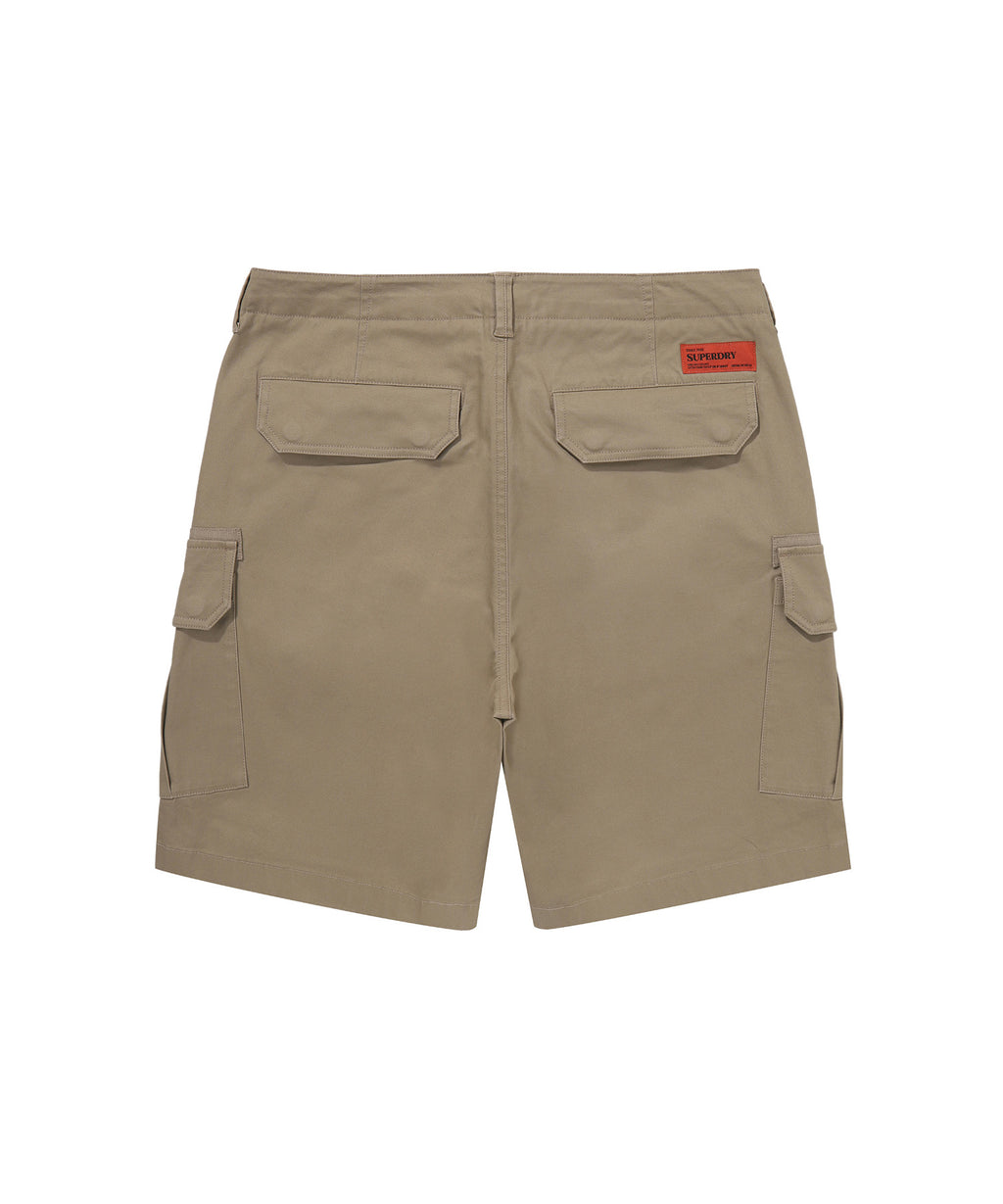 Label Cargo Cotton Shorts - D/Beige