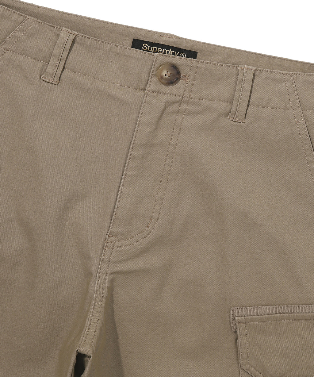 Label Cargo Cotton Shorts - D/Beige