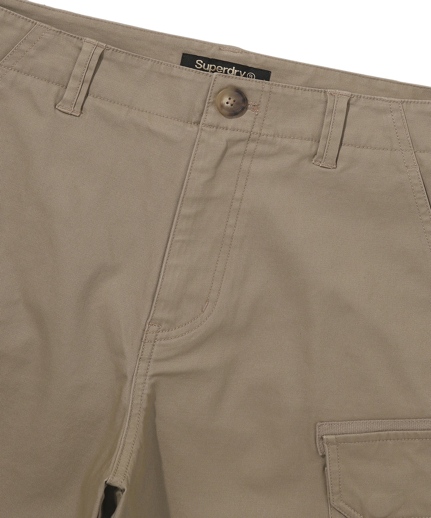 Label Cargo Cotton Shorts - D/Beige