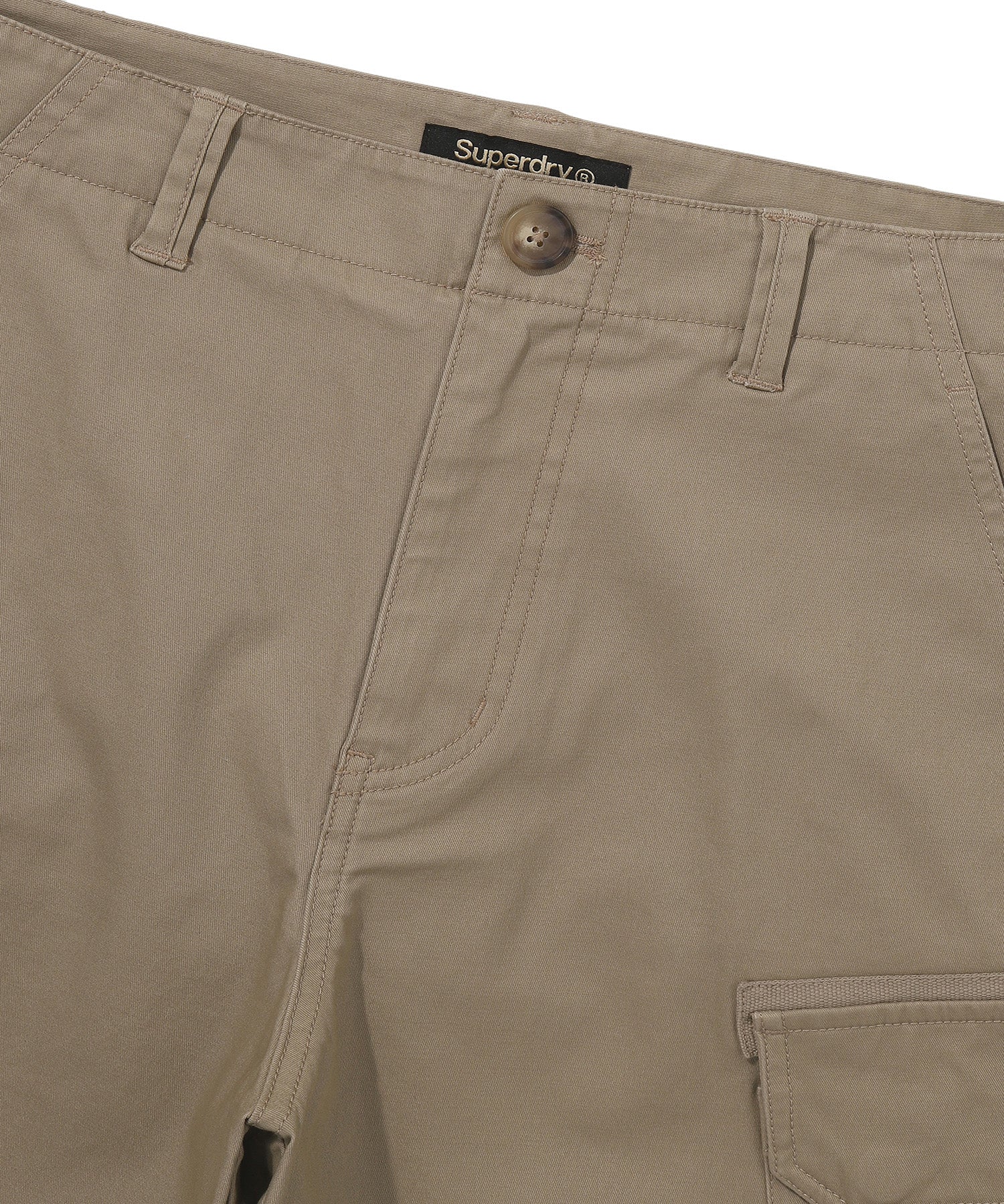 Label Cargo Cotton Shorts - D/Beige