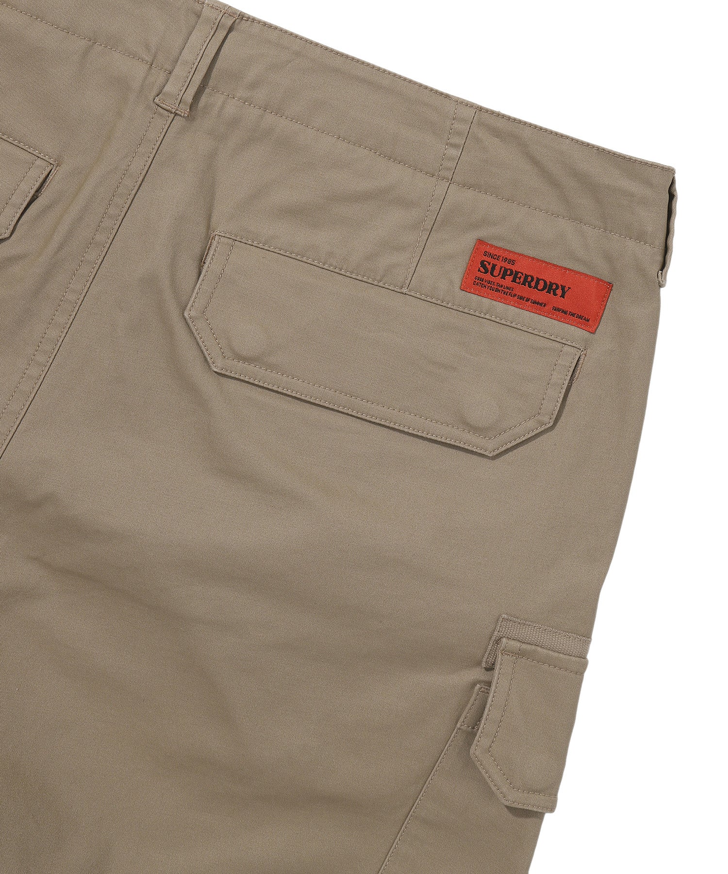 Label Cargo Cotton Shorts - D/Beige