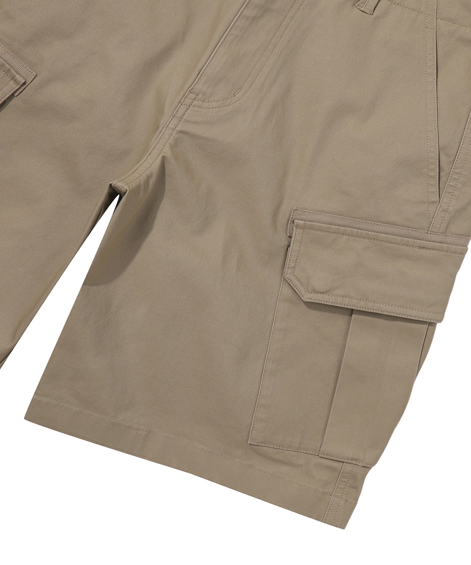 Label Cargo Cotton Shorts - D/Beige