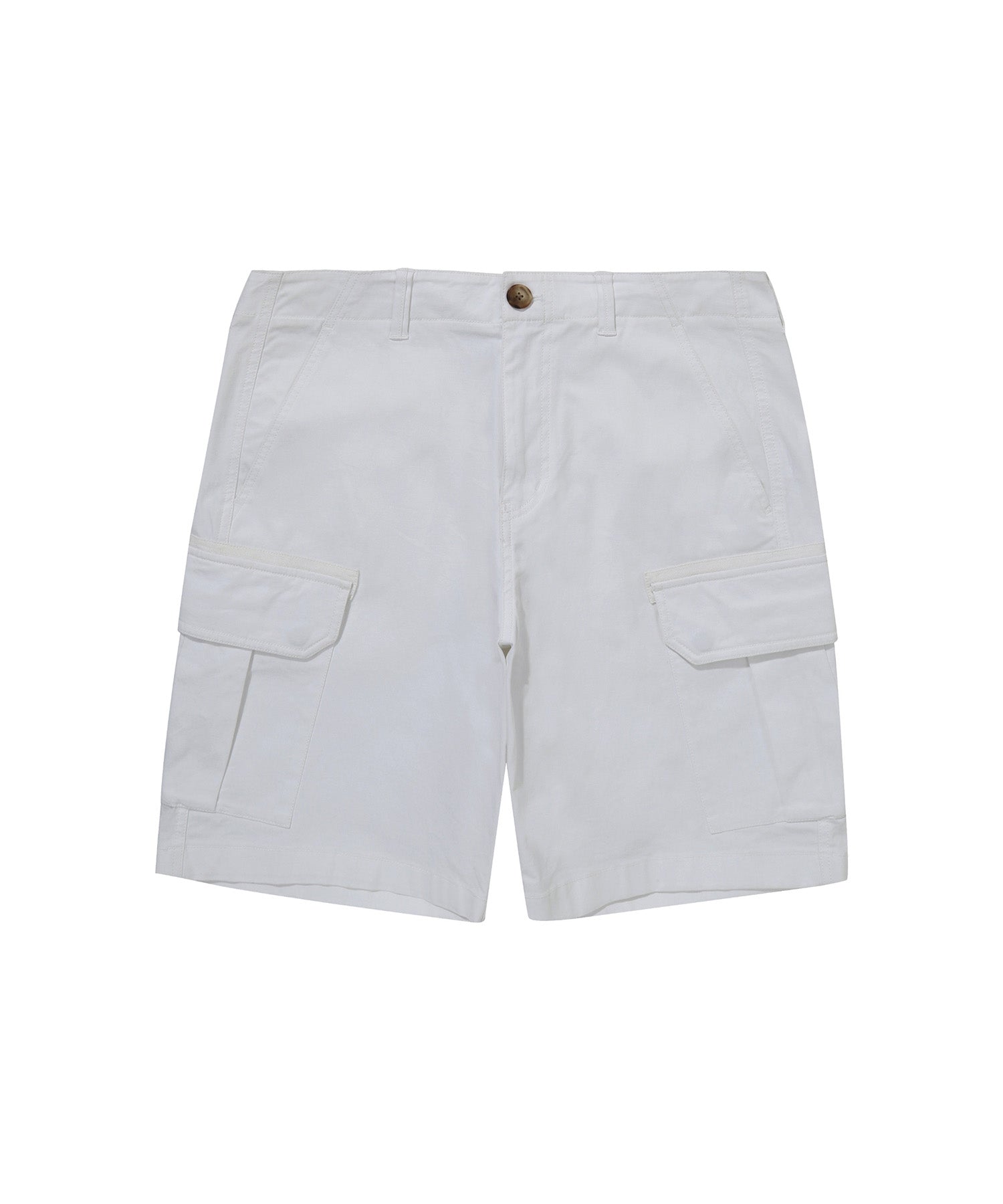 Label Cargo Cotton Shorts - Ivory