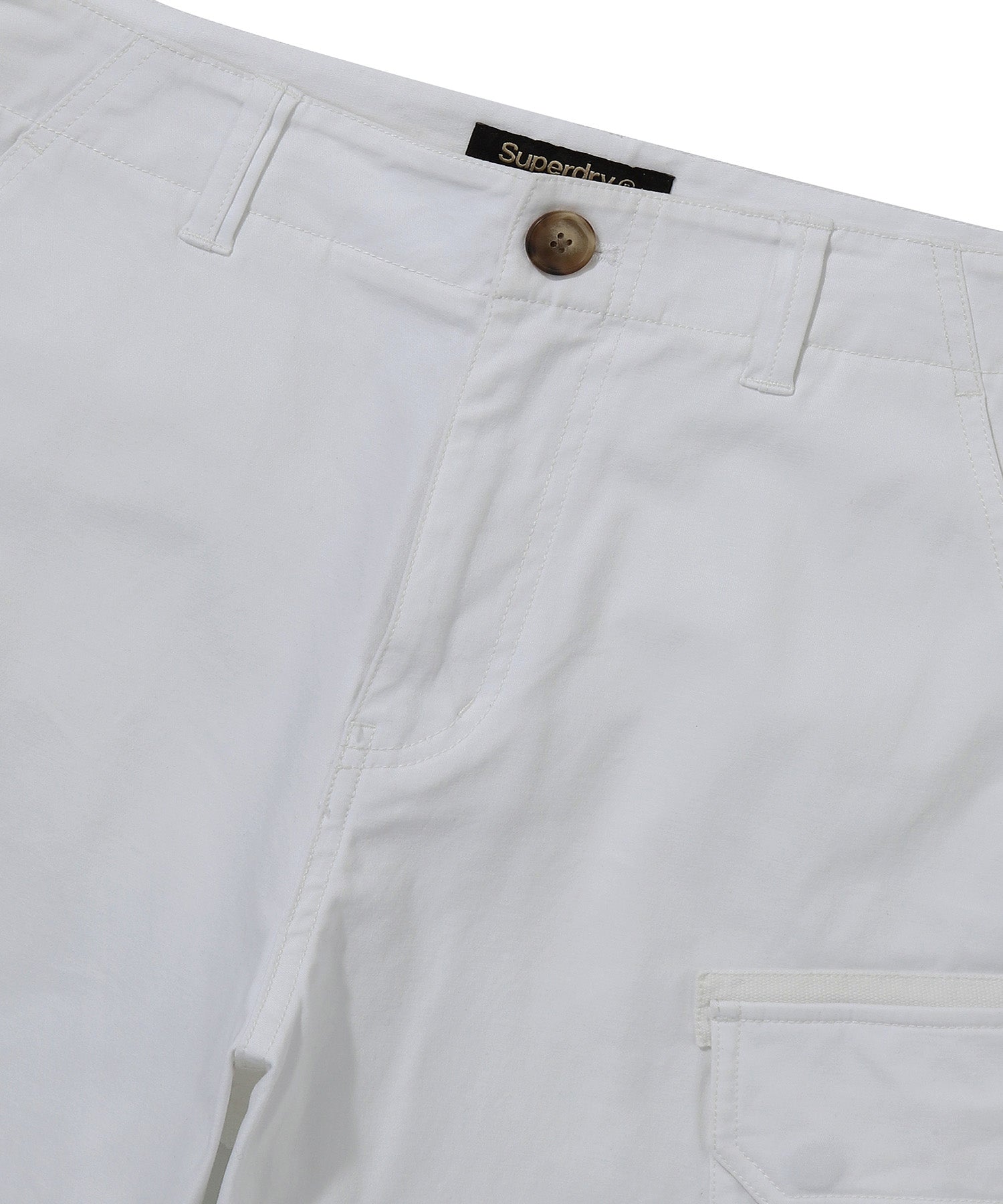 Label Cargo Cotton Shorts - Ivory