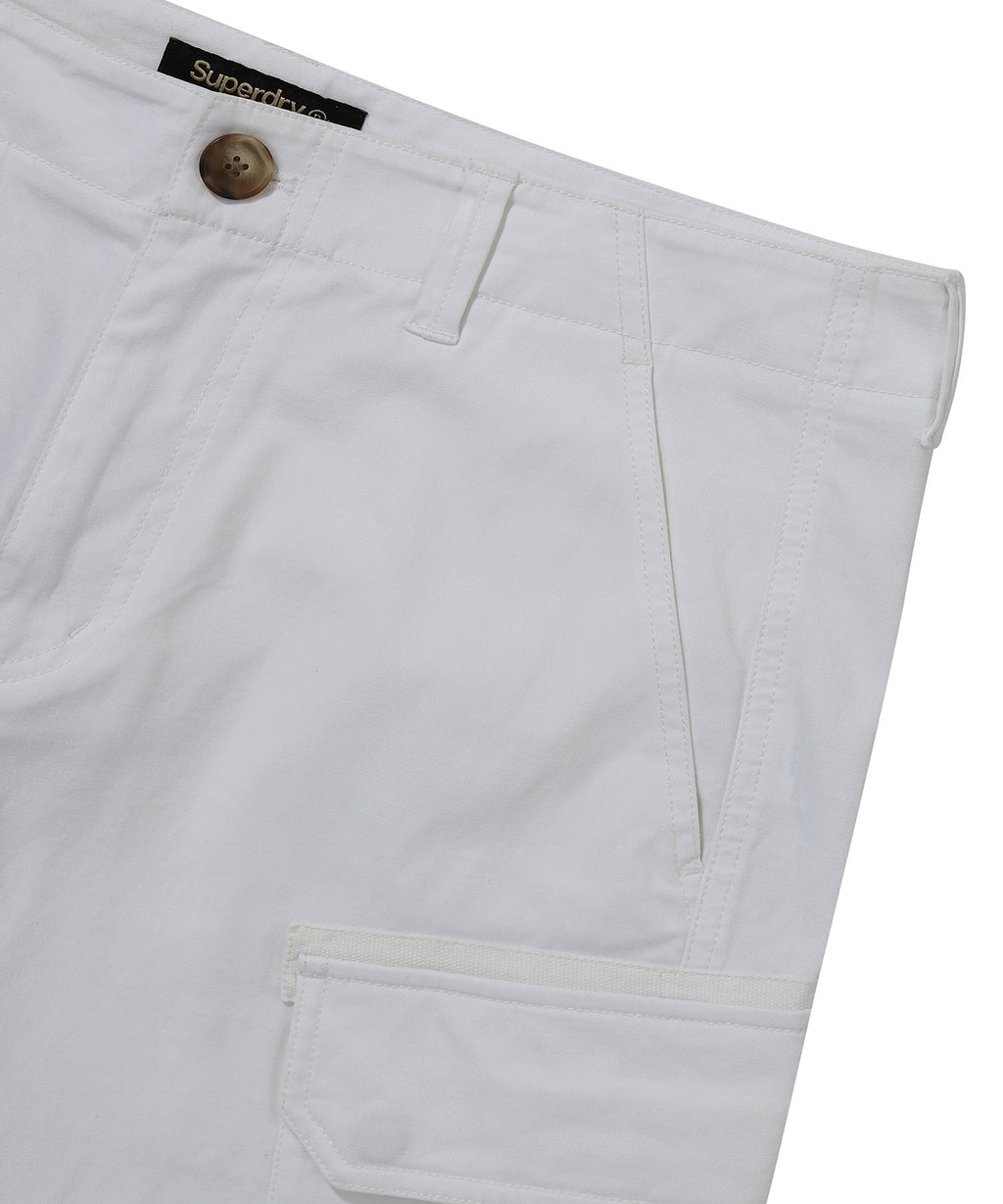 Label Cargo Cotton Shorts - Ivory