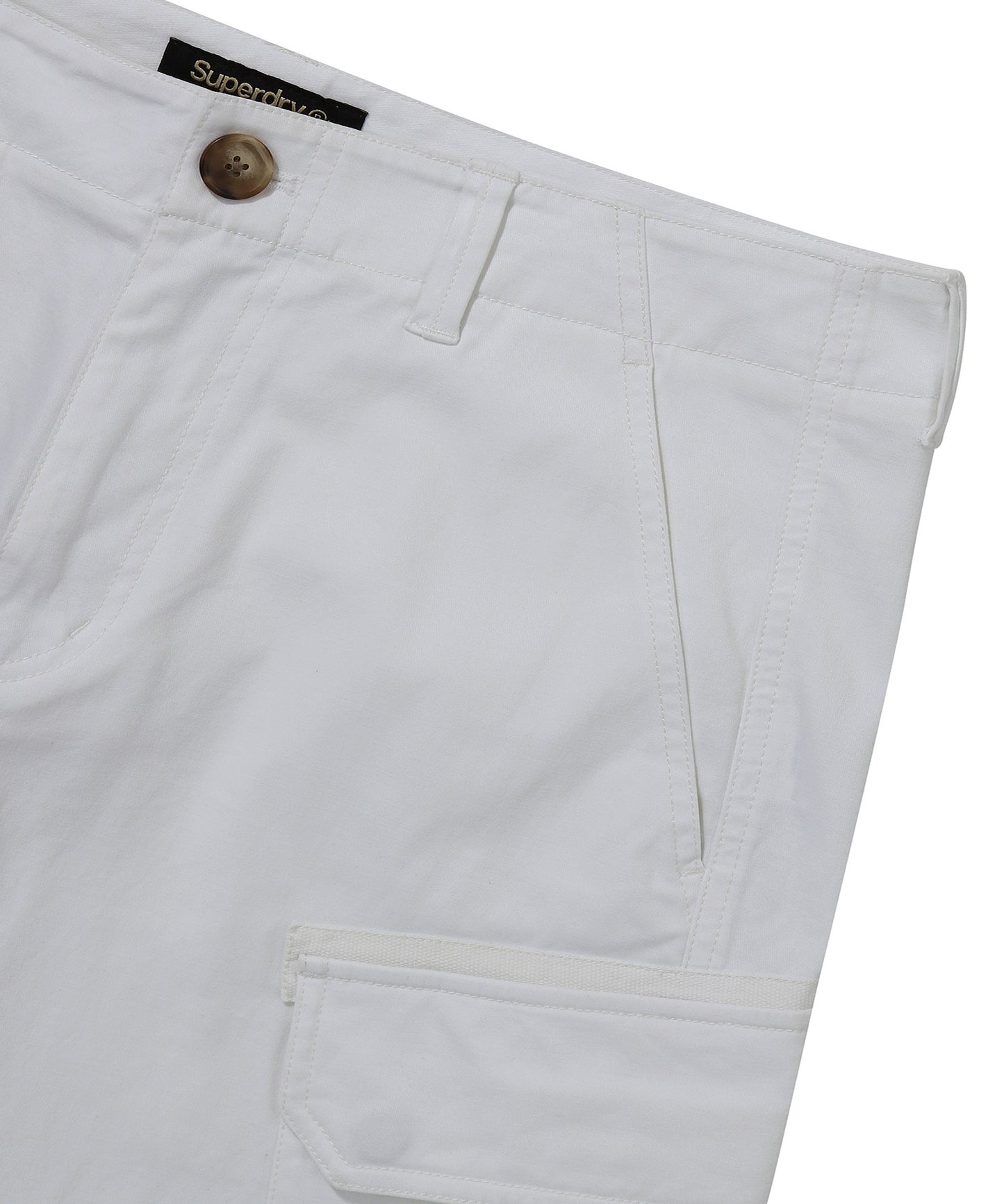 Label Cargo Cotton Shorts - Ivory