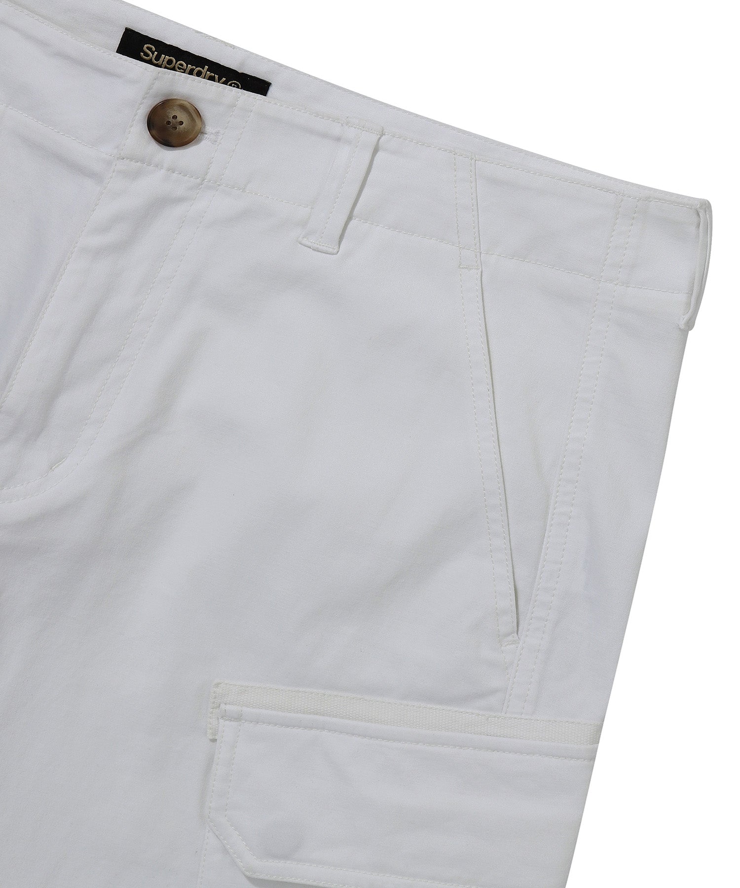 Label Cargo Cotton Shorts - Ivory
