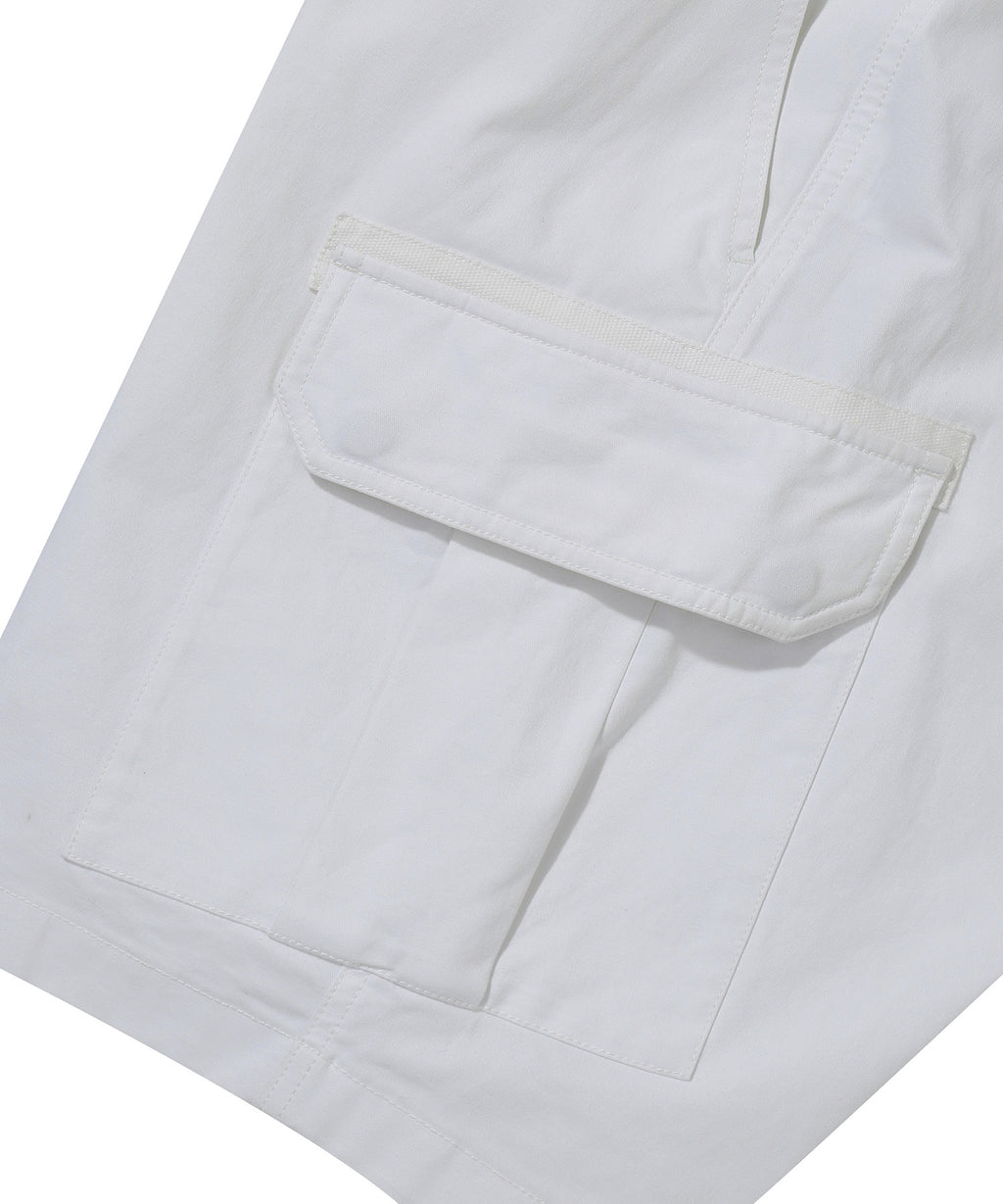 Label Cargo Cotton Shorts - Ivory