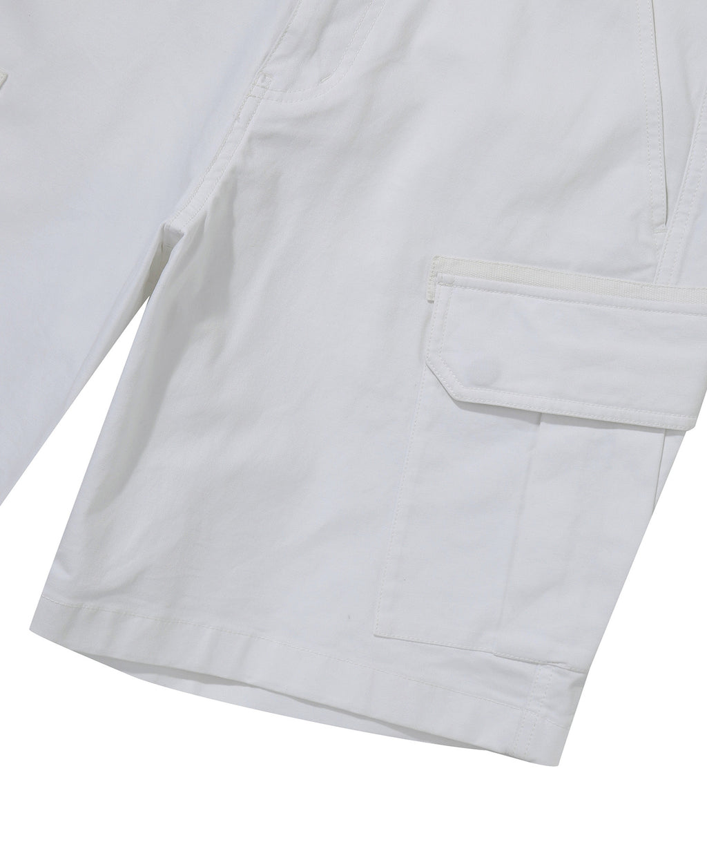 Label Cargo Cotton Shorts - Ivory