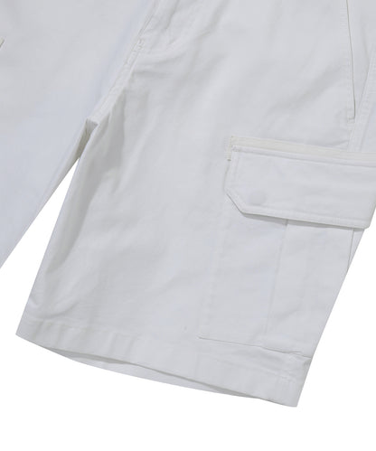 Label Cargo Cotton Shorts - Ivory